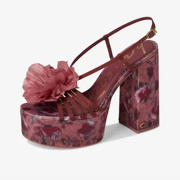 Sam Edelman NY Circus Floral Platform Sandals - Burgundy - Picture 2 of 5